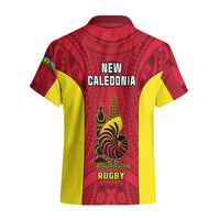 New Caledonia Rugby Hawaiian Shirt Coat Of Arms Mix Polynesian Pattern LT14 - Polynesian Pride