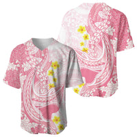 Pink Hawaii Shark Tattoo Baseball Jersey Puakenikeni Lei Plumeria Polynesian Pattern