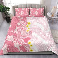 Pink Hawaii Shark Tattoo Bedding Set Puakenikeni Lei Plumeria Polynesian Pattern