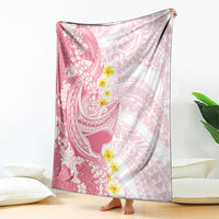 Pink Hawaii Shark Tattoo Blanket Puakenikeni Lei Plumeria Polynesian Pattern