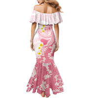Pink Hawaii Shark Tattoo Family Matching Mermaid Dress and Hawaiian Shirt Puakenikeni Lei Plumeria Polynesian Pattern