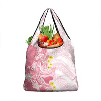 Pink Hawaii Shark Tattoo Grocery Bag Puakenikeni Lei Plumeria Polynesian Pattern