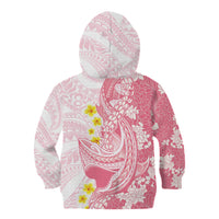 Pink Hawaii Shark Tattoo Kid Hoodie Puakenikeni Lei Plumeria Polynesian Pattern
