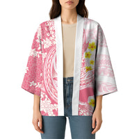 Pink Hawaii Shark Tattoo Kimono Puakenikeni Lei Plumeria Polynesian Pattern