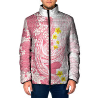 Pink Hawaii Shark Tattoo Padded Jacket Puakenikeni Lei Plumeria Polynesian Pattern LT14 Men Pink - Polynesian Pride