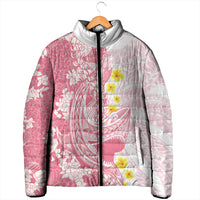 Pink Hawaii Shark Tattoo Padded Jacket Puakenikeni Lei Plumeria Polynesian Pattern LT14 - Polynesian Pride