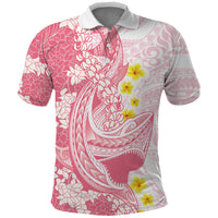 Pink Hawaii Shark Tattoo Polo Shirt Puakenikeni Lei Plumeria Polynesian Pattern LT14 Pink - Polynesian Pride