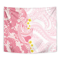Pink Hawaii Shark Tattoo Tapestry Puakenikeni Lei Plumeria Polynesian Pattern