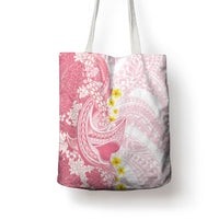 Pink Hawaii Shark Tattoo Tote Bag Puakenikeni Lei Plumeria Polynesian Pattern