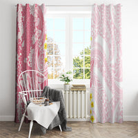 Pink Hawaii Shark Tattoo Window Curtain Puakenikeni Lei Plumeria Polynesian Pattern