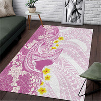 Purple Hawaii Shark Tattoo Area Rug Puakenikeni Lei Plumeria Polynesian Pattern