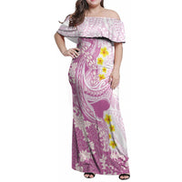 Purple Hawaii Shark Tattoo Family Matching Off Shoulder Maxi Dress and Hawaiian Shirt Puakenikeni Lei Plumeria Polynesian Pattern