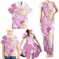Purple Hawaii Shark Tattoo Family Matching Tank Maxi Dress and Hawaiian Shirt Puakenikeni Lei Plumeria Polynesian Pattern LT14 - Polynesian Pride