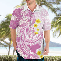 Purple Hawaii Shark Tattoo Hawaiian Shirt Puakenikeni Lei Plumeria Polynesian Pattern