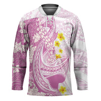 Purple Hawaii Shark Tattoo Hockey Jersey Puakenikeni Lei Plumeria Polynesian Pattern