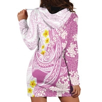 Purple Hawaii Shark Tattoo Hoodie Dress Puakenikeni Lei Plumeria Polynesian Pattern