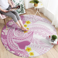 Purple Hawaii Shark Tattoo Round Carpet Puakenikeni Lei Plumeria Polynesian Pattern