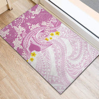 Purple Hawaii Shark Tattoo Rubber Doormat Puakenikeni Lei Plumeria Polynesian Pattern
