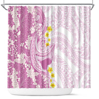 Purple Hawaii Shark Tattoo Shower Curtain Puakenikeni Lei Plumeria Polynesian Pattern