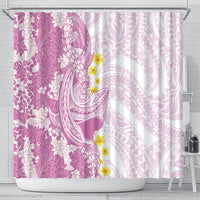 Purple Hawaii Shark Tattoo Shower Curtain Puakenikeni Lei Plumeria Polynesian Pattern