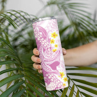 Purple Hawaii Shark Tattoo Skinny Tumbler Puakenikeni Lei Plumeria Polynesian Pattern