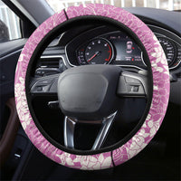 Purple Hawaii Shark Tattoo Steering Wheel Cover Puakenikeni Lei Plumeria Polynesian Pattern