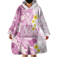 Purple Hawaii Shark Tattoo Wearable Blanket Hoodie Puakenikeni Lei Plumeria Polynesian Pattern