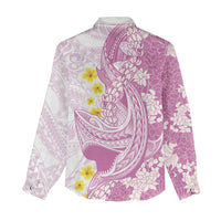 Purple Hawaii Shark Tattoo Women Casual Shirt Puakenikeni Lei Plumeria Polynesian Pattern