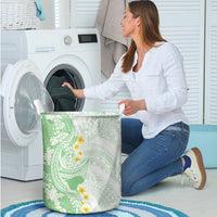Green Hawaii Shark Tattoo Laundry Basket Puakenikeni Lei Plumeria Polynesian Pattern