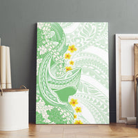 Green Hawaii Shark Tattoo Canvas Wall Art Puakenikeni Lei Plumeria Polynesian Pattern