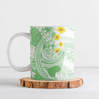 Green Hawaii Shark Tattoo Ceramic Mug Puakenikeni Lei Plumeria Polynesian Pattern LT14 Green - Polynesian Pride