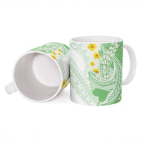 Green Hawaii Shark Tattoo Ceramic Mug Puakenikeni Lei Plumeria Polynesian Pattern LT14 - Polynesian Pride