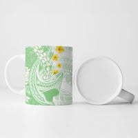 Green Hawaii Shark Tattoo Ceramic Mug Puakenikeni Lei Plumeria Polynesian Pattern LT14 - Polynesian Pride