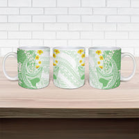 Green Hawaii Shark Tattoo Ceramic Mug Puakenikeni Lei Plumeria Polynesian Pattern LT14 - Polynesian Pride