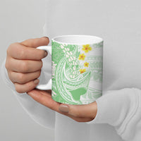 Green Hawaii Shark Tattoo Ceramic Mug Puakenikeni Lei Plumeria Polynesian Pattern LT14 - Polynesian Pride