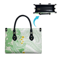 Green Hawaii Shark Tattoo Leather Bag Puakenikeni Lei Plumeria Polynesian Pattern