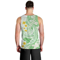 Green Hawaii Shark Tattoo Men Tank Top Puakenikeni Lei Plumeria Polynesian Pattern