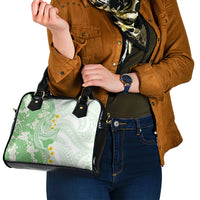 Green Hawaii Shark Tattoo Shoulder Handbag Puakenikeni Lei Plumeria Polynesian Pattern