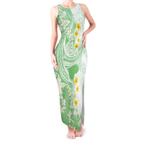 Green Hawaii Shark Tattoo Tank Maxi Dress Puakenikeni Lei Plumeria Polynesian Pattern