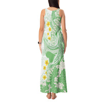 Green Hawaii Shark Tattoo Tank Maxi Dress Puakenikeni Lei Plumeria Polynesian Pattern