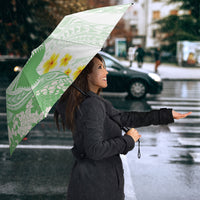 Green Hawaii Shark Tattoo Umbrella Puakenikeni Lei Plumeria Polynesian Pattern