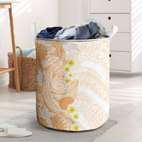 Orange Hawaii Shark Tattoo Laundry Basket Puakenikeni Lei Plumeria Polynesian Pattern LT14 Orange - Polynesian Pride