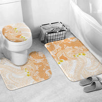 Orange Hawaii Shark Tattoo Bathroom Set Puakenikeni Lei Plumeria Polynesian Pattern