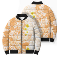 Orange Hawaii Shark Tattoo Bomber Puffer Jacket Puakenikeni Lei Plumeria Polynesian Pattern LT14 - Polynesian Pride