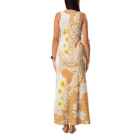 Orange Hawaii Shark Tattoo Family Matching Tank Maxi Dress and Hawaiian Shirt Puakenikeni Lei Plumeria Polynesian Pattern