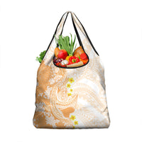 Orange Hawaii Shark Tattoo Grocery Bag Puakenikeni Lei Plumeria Polynesian Pattern