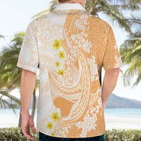 Orange Hawaii Shark Tattoo Hawaiian Shirt Puakenikeni Lei Plumeria Polynesian Pattern LT14 - Polynesian Pride