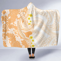 Orange Hawaii Shark Tattoo Hooded Blanket Puakenikeni Lei Plumeria Polynesian Pattern