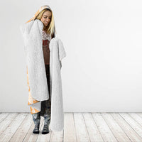 Orange Hawaii Shark Tattoo Hooded Blanket Puakenikeni Lei Plumeria Polynesian Pattern