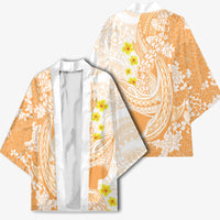 Orange Hawaii Shark Tattoo Kimono Puakenikeni Lei Plumeria Polynesian Pattern